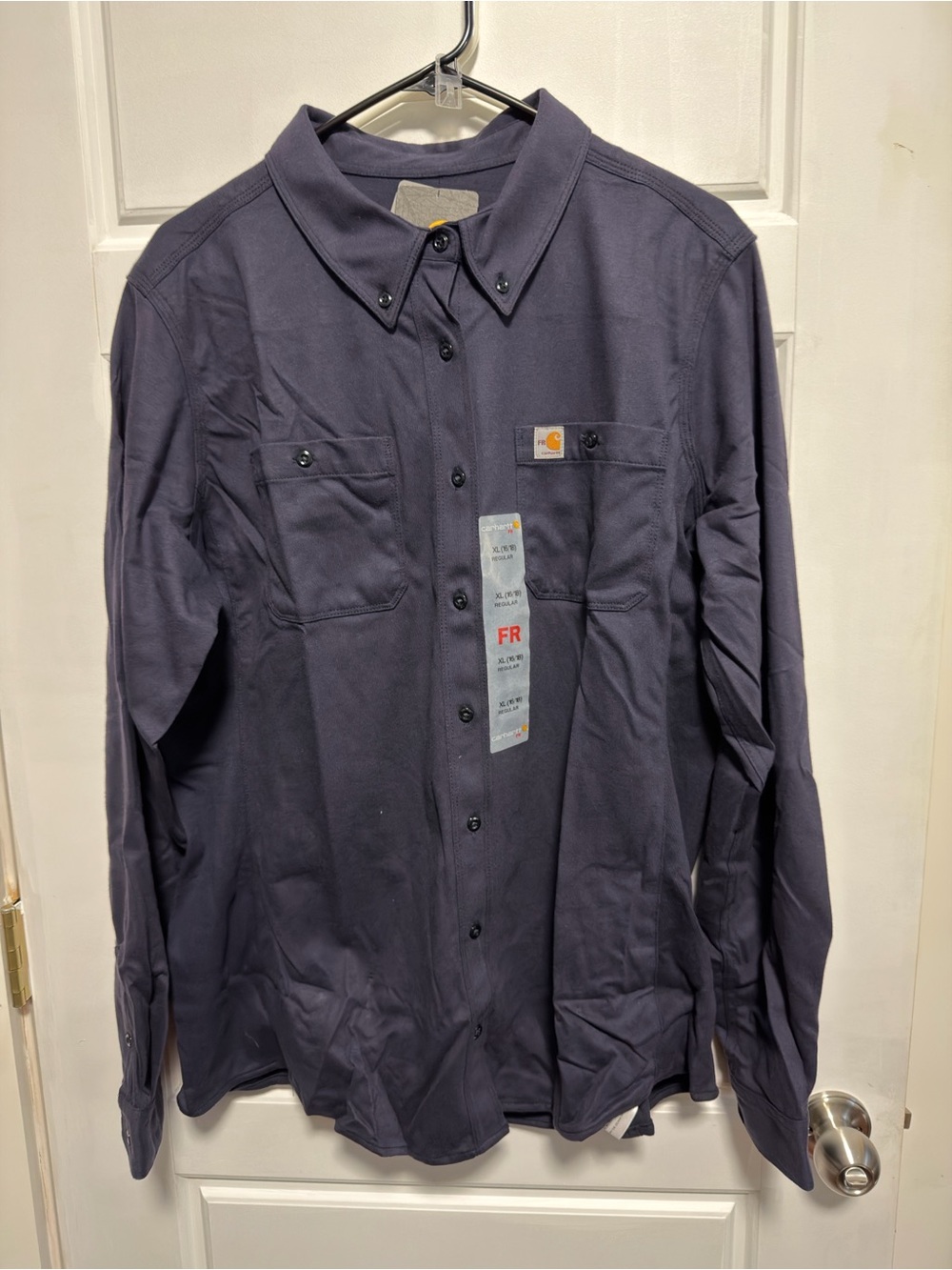 Carhartt Men's Long Sleeve Button-Down Shirt - Navy Blue